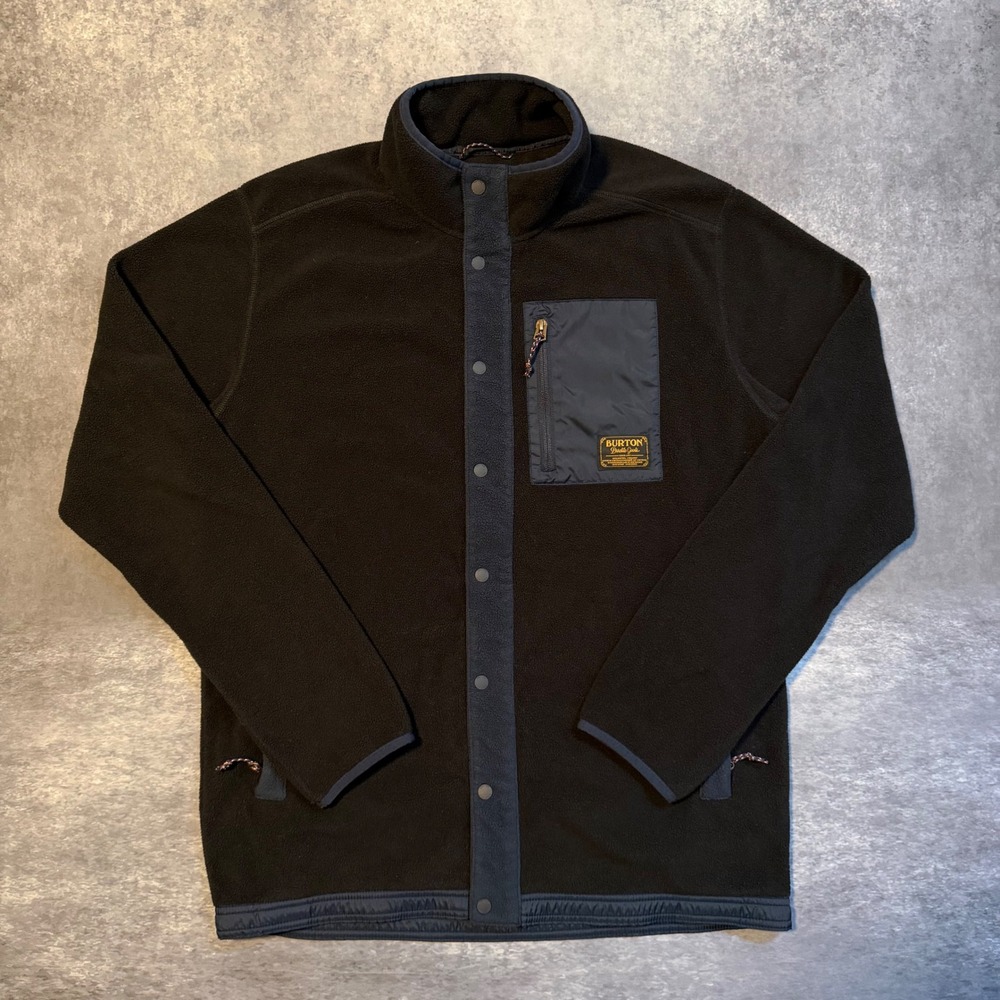 Burton Hearth Snap-Up Fleece Jacket Mens L Large Black DRYRIDE Thermex Ski Coat